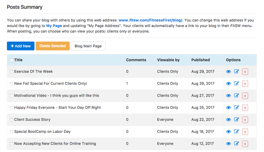Personal Trainer Blog & Content Management System Blog Posts Summary