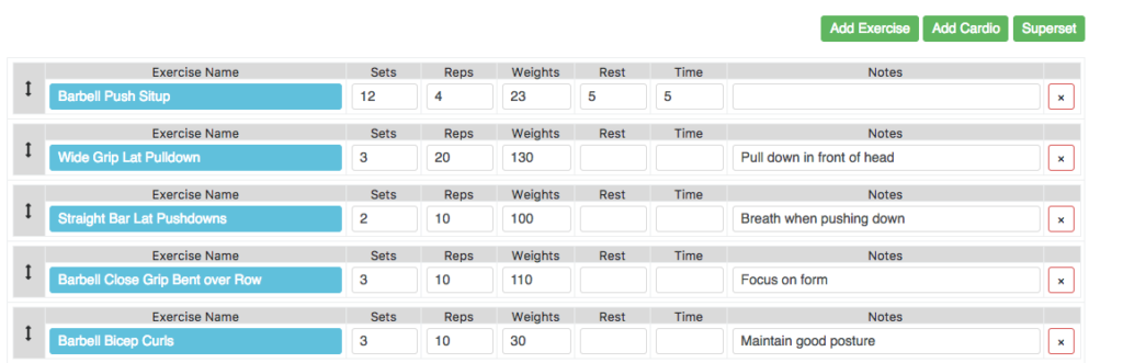 New Online Workout Creator Drag and Drop