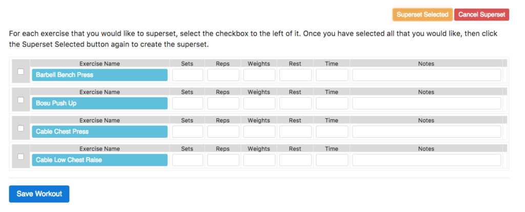 New Online Workou-Creator Features: Supersets.