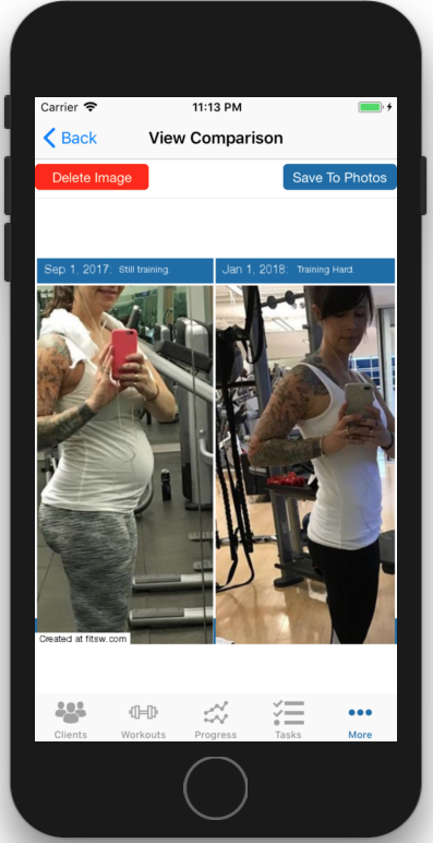 Fitness Progress Photo Comparison Viewing