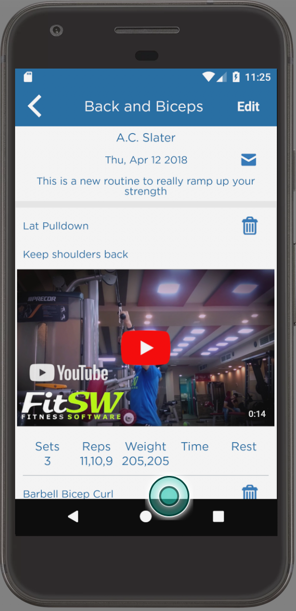 Personal Trainer Software Android App Viewing Workout