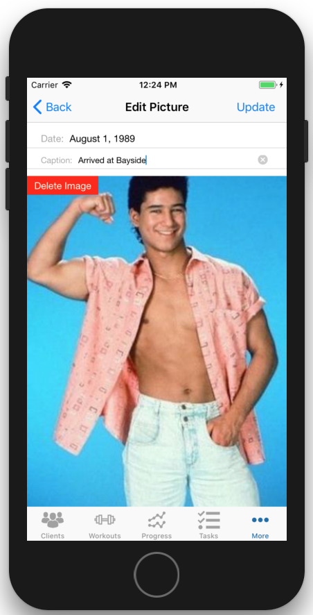 Editing Fitness Progress Pictures in app.
