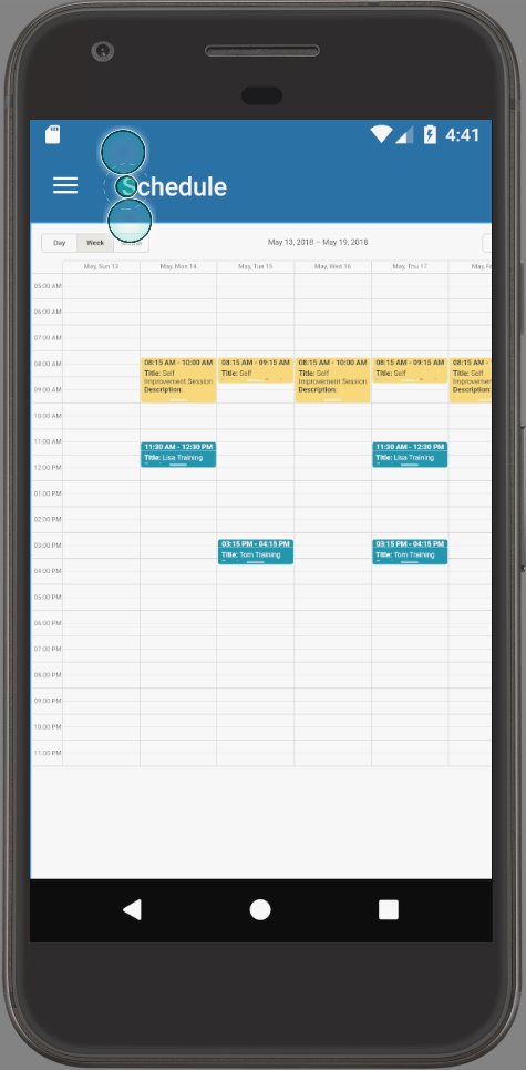 Android App For Personal Trainers Schedule