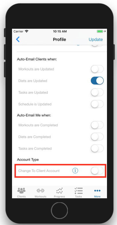 Automatically Email Personal Training Client Change Account Type