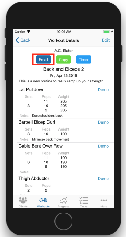 Automatically Email Personal Training Client Email Workout