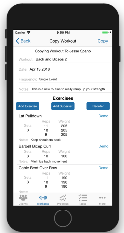 Copying Workouts For Personal Training Clients Customize