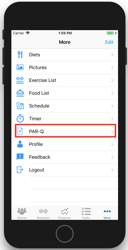 PAR-Q iOS App How to access physical activity readiness questionnaire.