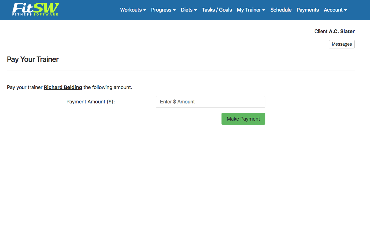 Accepting Payments From Personal Training Clients Make Payment Payment Tab