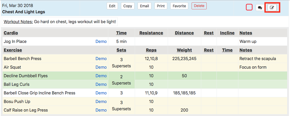 Client Workout Results Tracking Hide Results