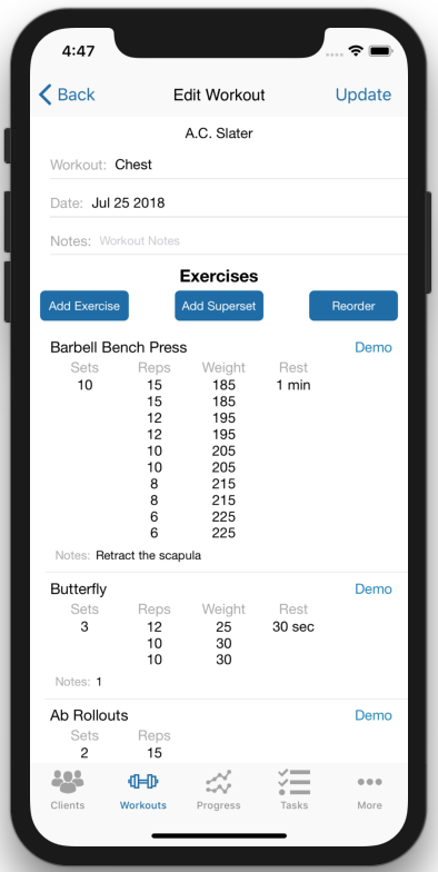Personal Trainer Workout Creator