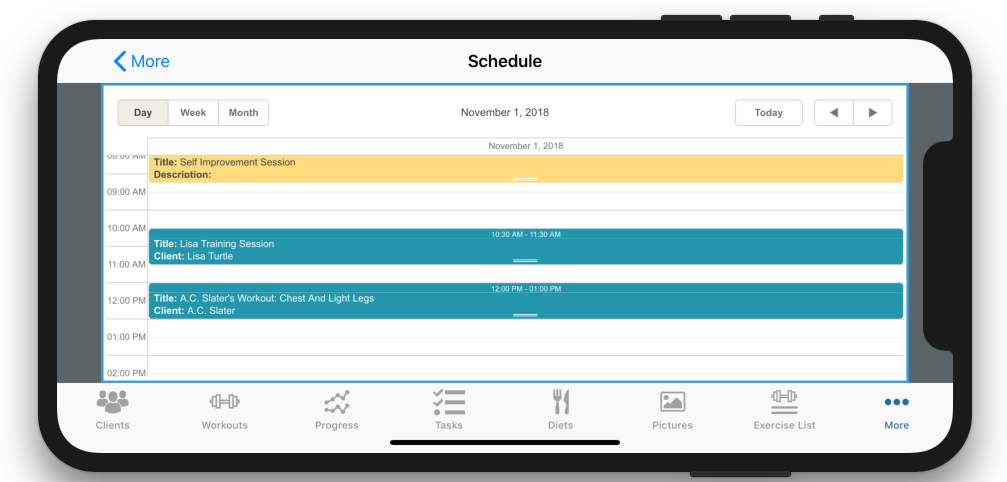 Personal Trainer Scheduler Improvement Calendar View