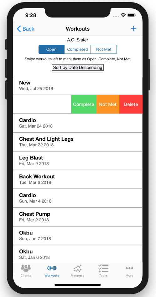 Personal Trainer Workout Tracker Improvements Example