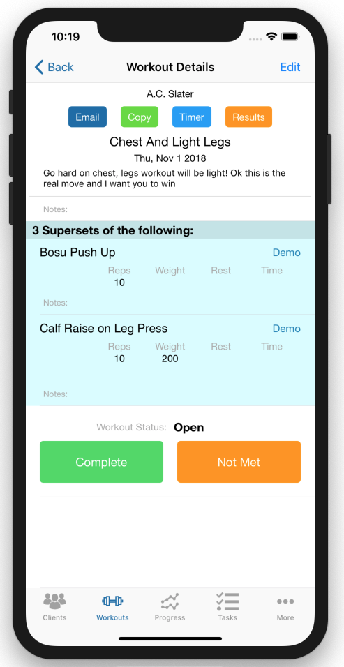 Personal Trainer Workout Tracker Improvements Workout Details Page